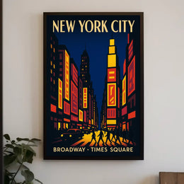 Stylized New York Urban Energy: Times Square Travel Poster