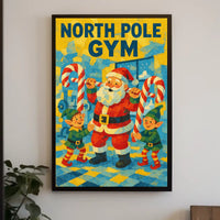 Santa Claus at North Pole Gym Fantasy or Mythology Poster