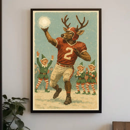Reindeer Quarterback In Holiday Game Poster