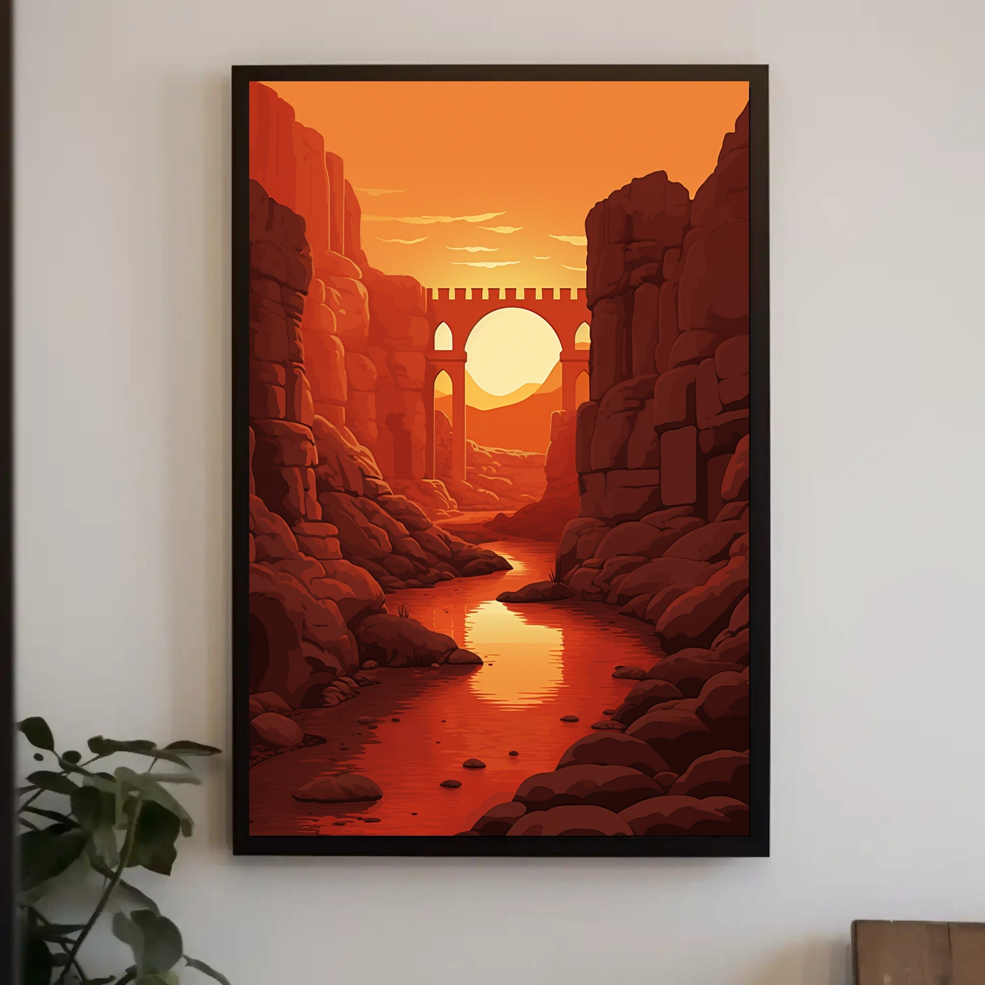 Sunset Over The Canyon Bridge Poster PosterGoat