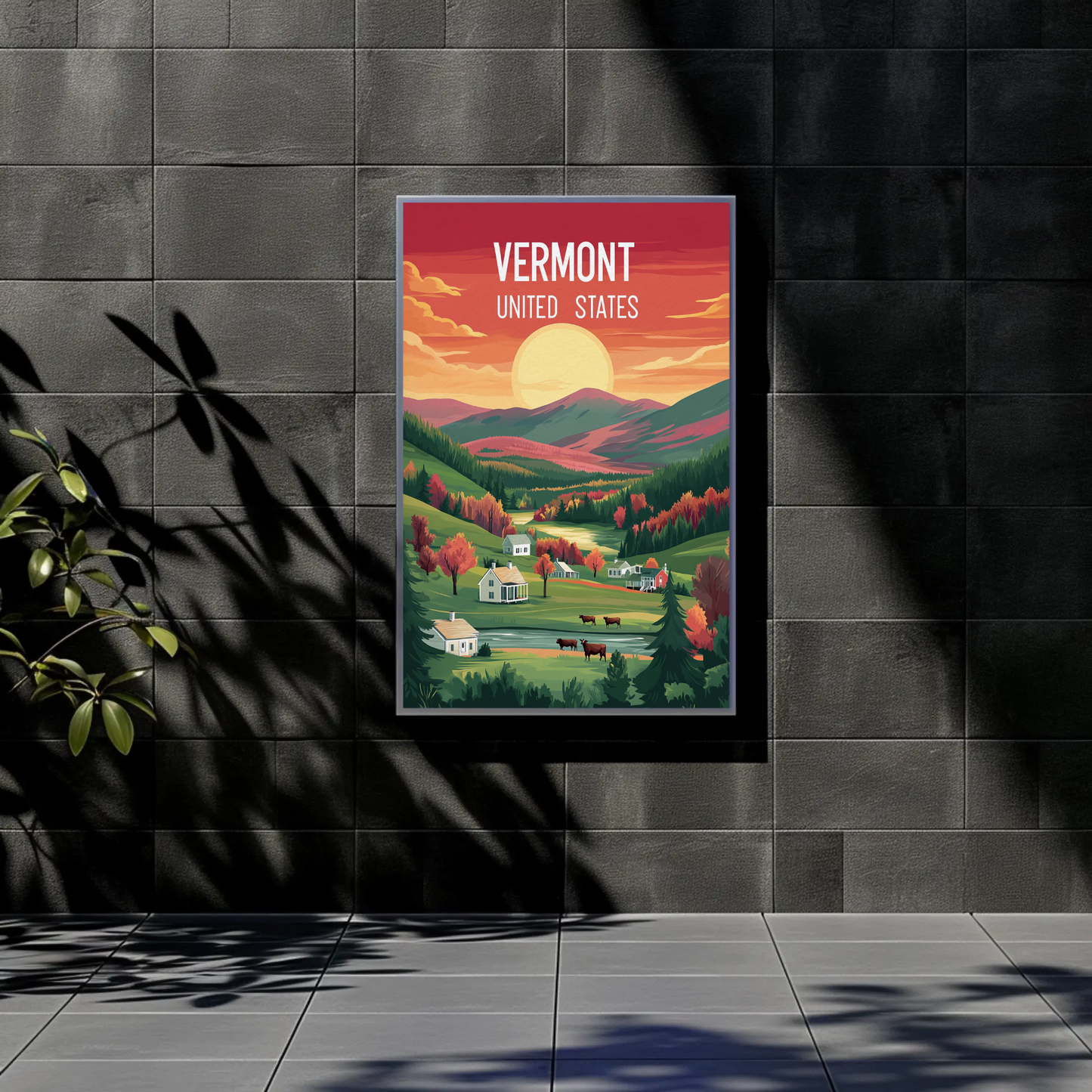 Vermont Vintage Poster - Sunset Valley