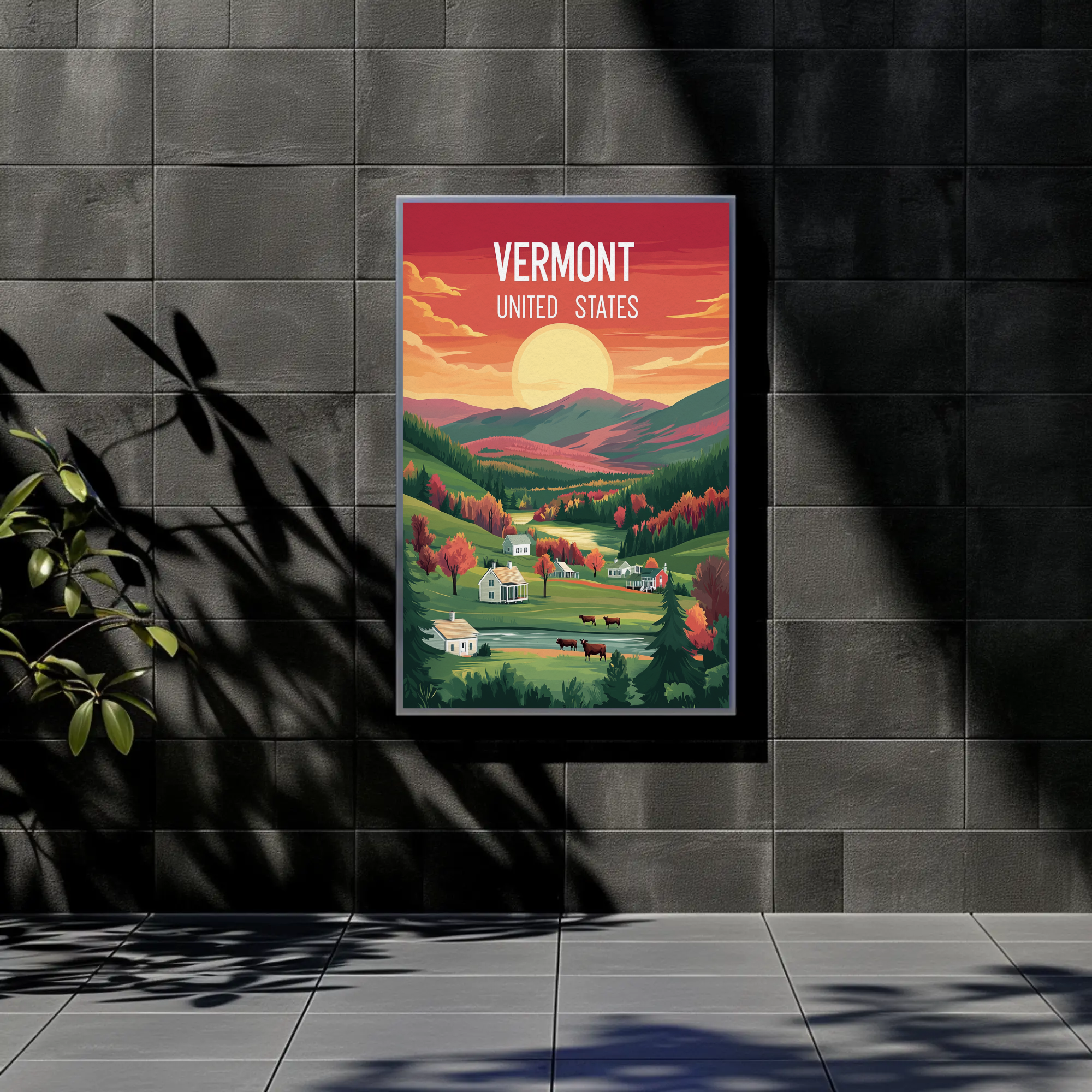 Vermont Vintage Poster - Sunset Valley