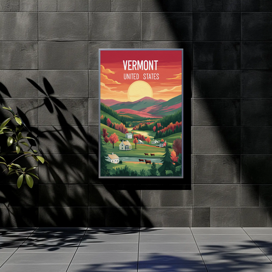 Vermont Vintage Poster - Sunset Valley