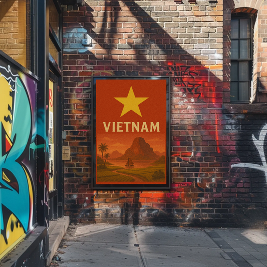 Vietnamese Serenity Travel Art: Vintage Exploration Travel Poster