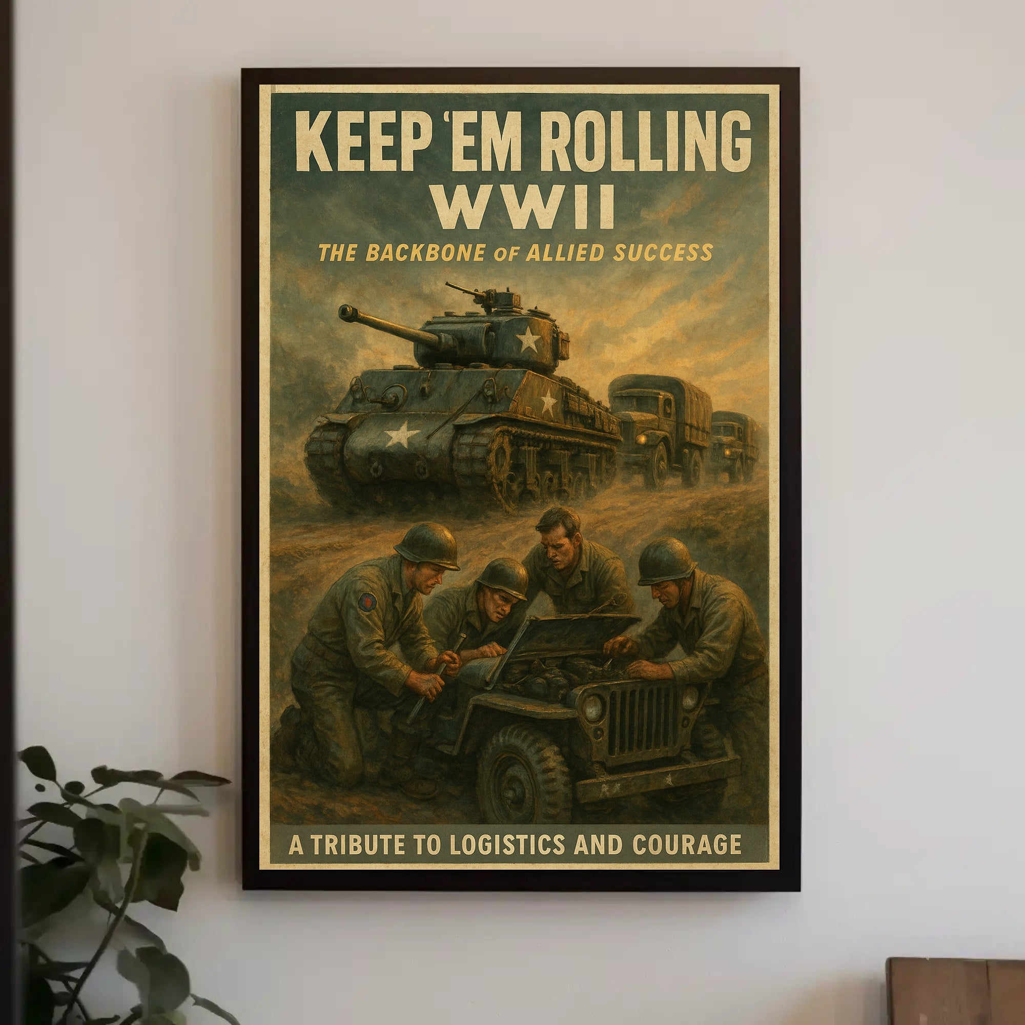 Keep 'Em Rolling: WWII Tribute Poster