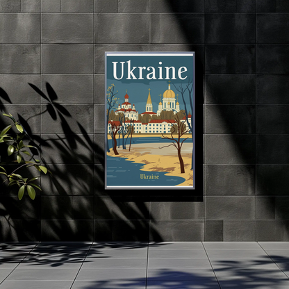 Ukraine Cityscape Vintage Poster