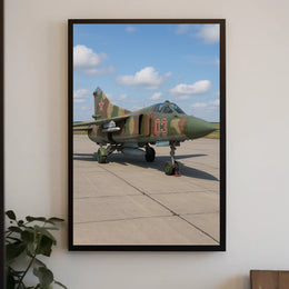Military Aircraft Camouflage Scene Under Clear Skies Poster