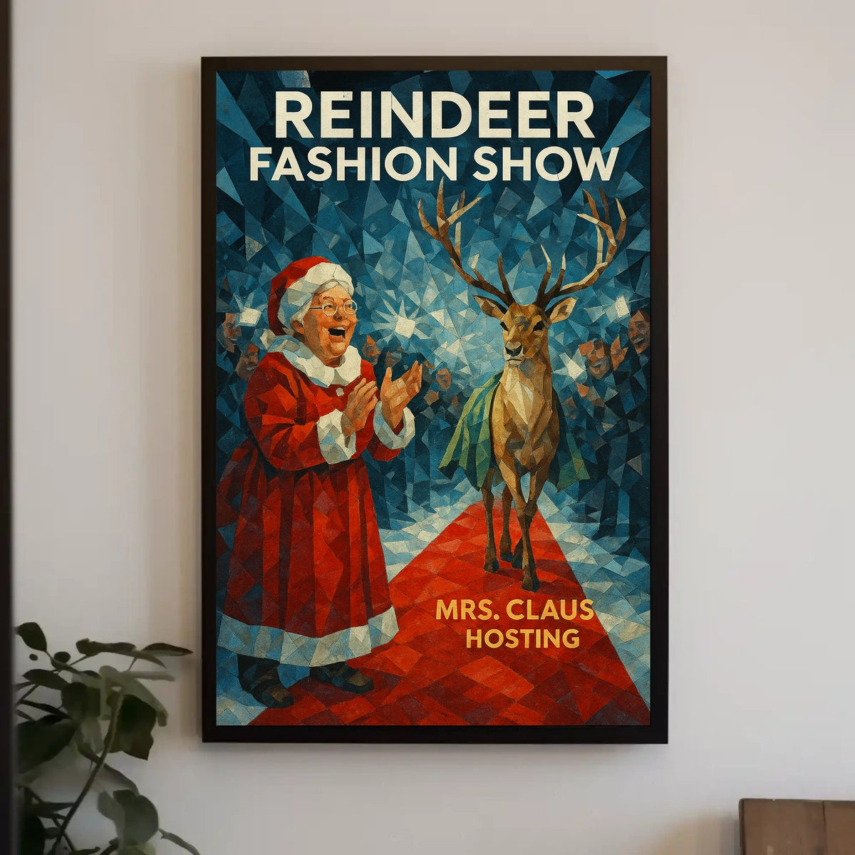 Reindeer Fashion Show Wonderland Festive Animal Poster