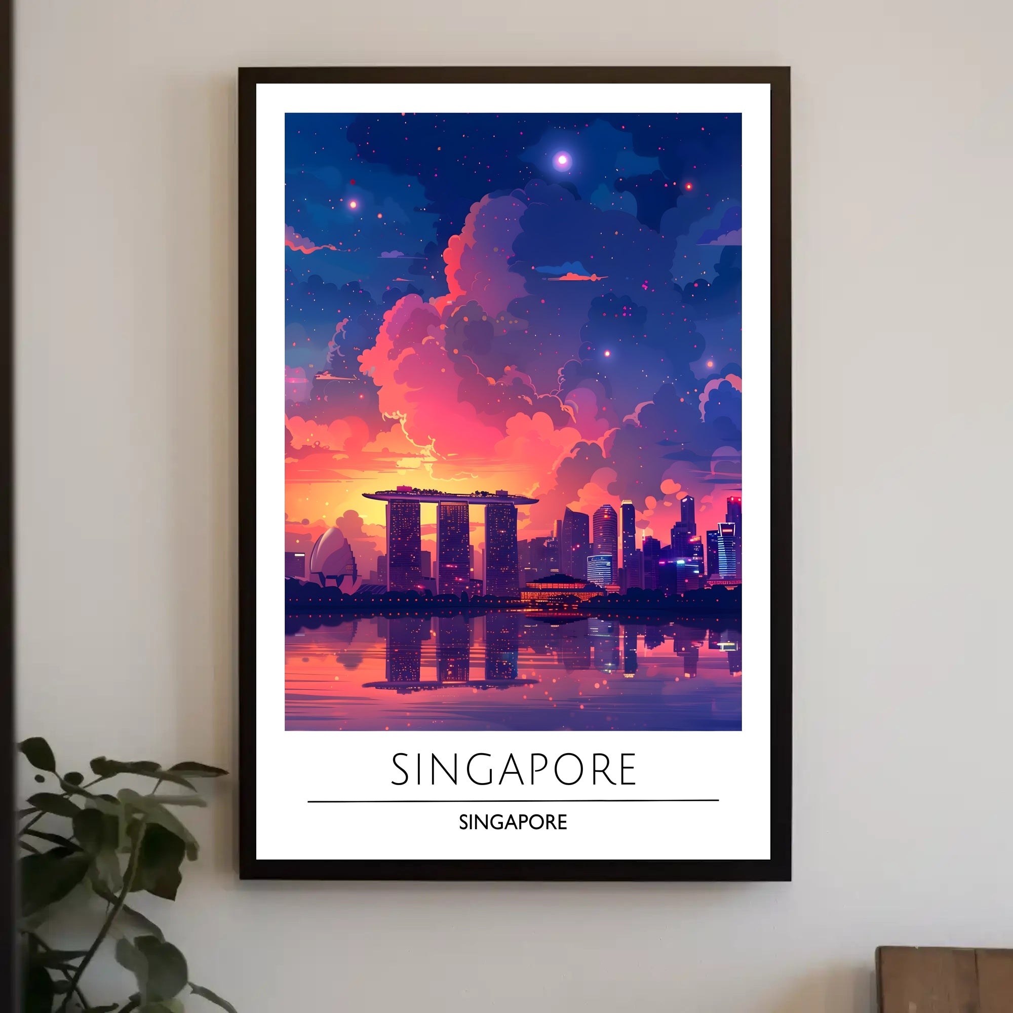 Singapore Skyline Sunset Vista Urban or Cityscape Poster