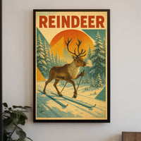 Reindeer On Skis Poster
