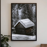 Snow-Covered Cabin in Winter National Park Poster