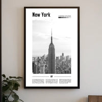 New York City Skyline Monochrome Poster Vintage Wall Art