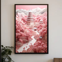 Serene Cherry Blossom Landscape Poster