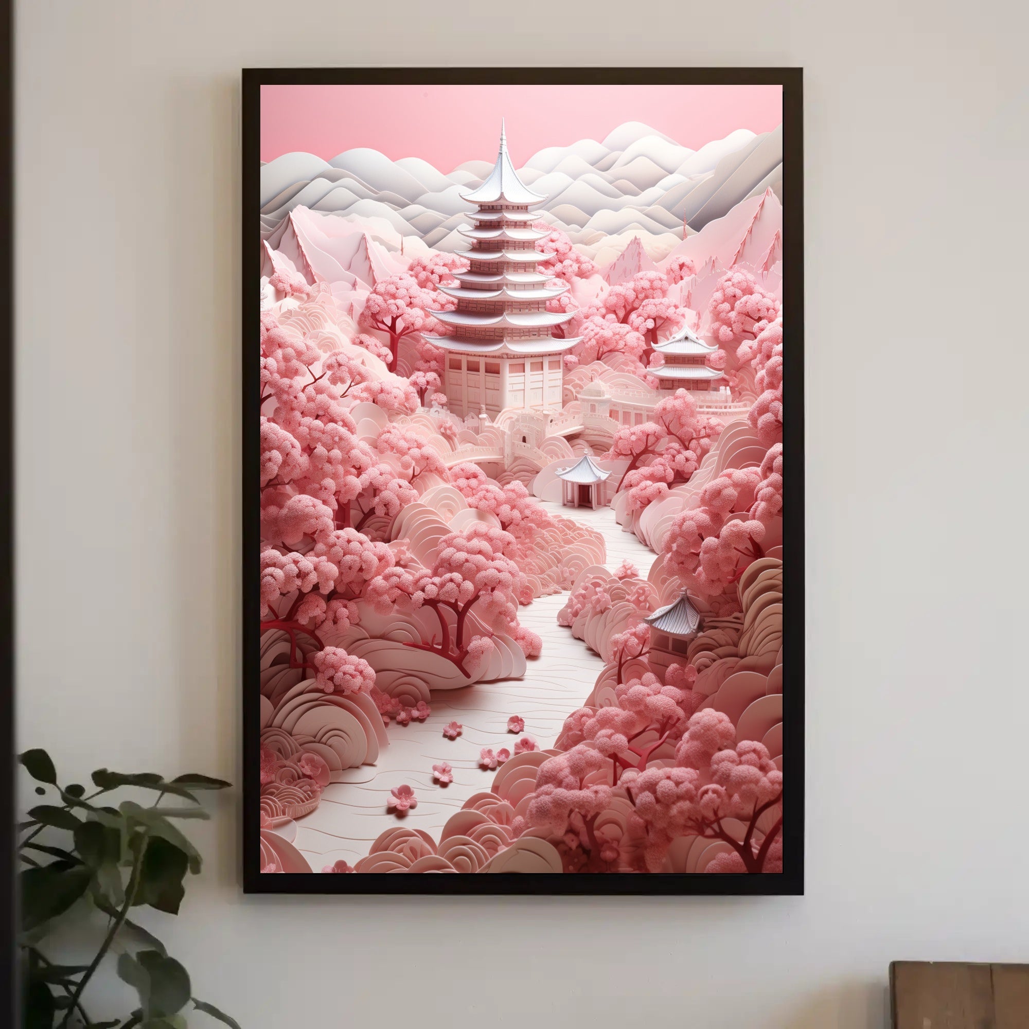 Serene Cherry Blossom Landscape Poster