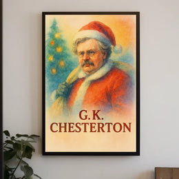 Santa Meets Literature: A Whimsical Cultural Heritage Poster