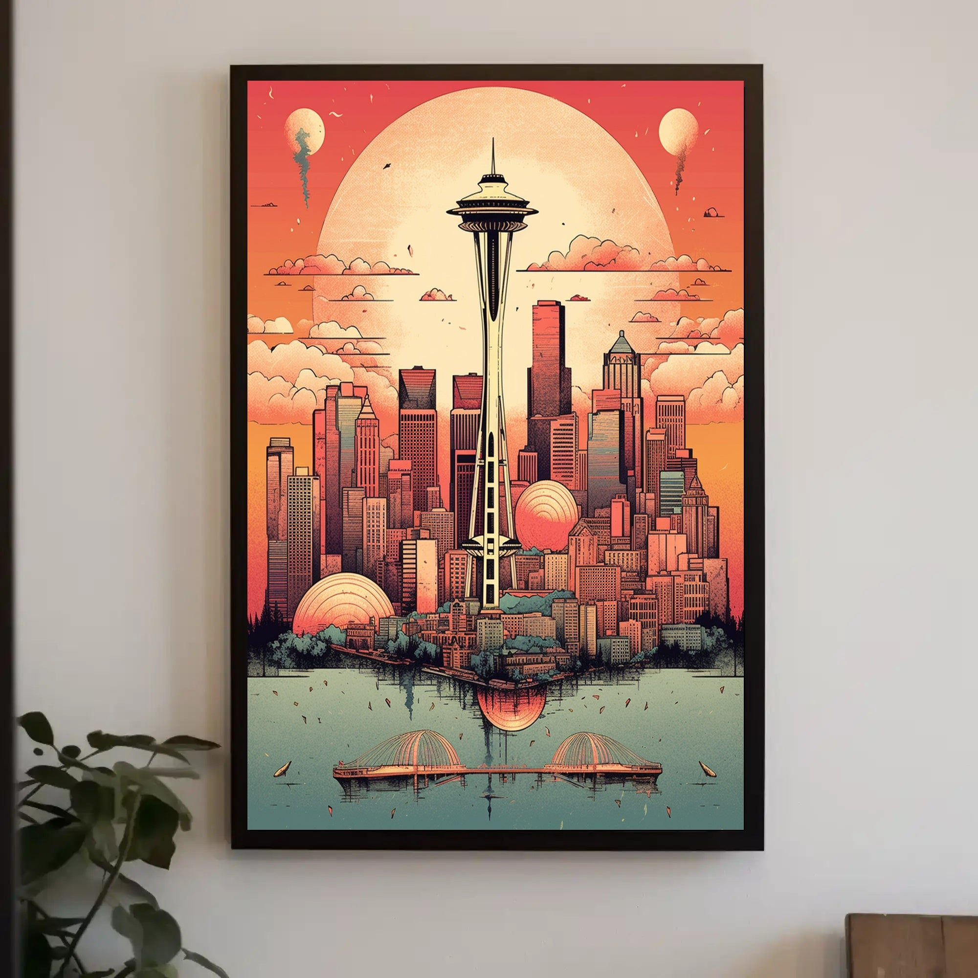 Surreal Seattle Skyline Poster