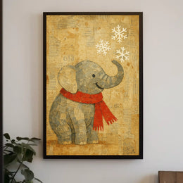 Winter Elephant Delight Poster