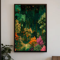 Enchanted Night Forest Fantasy with Stars Poster