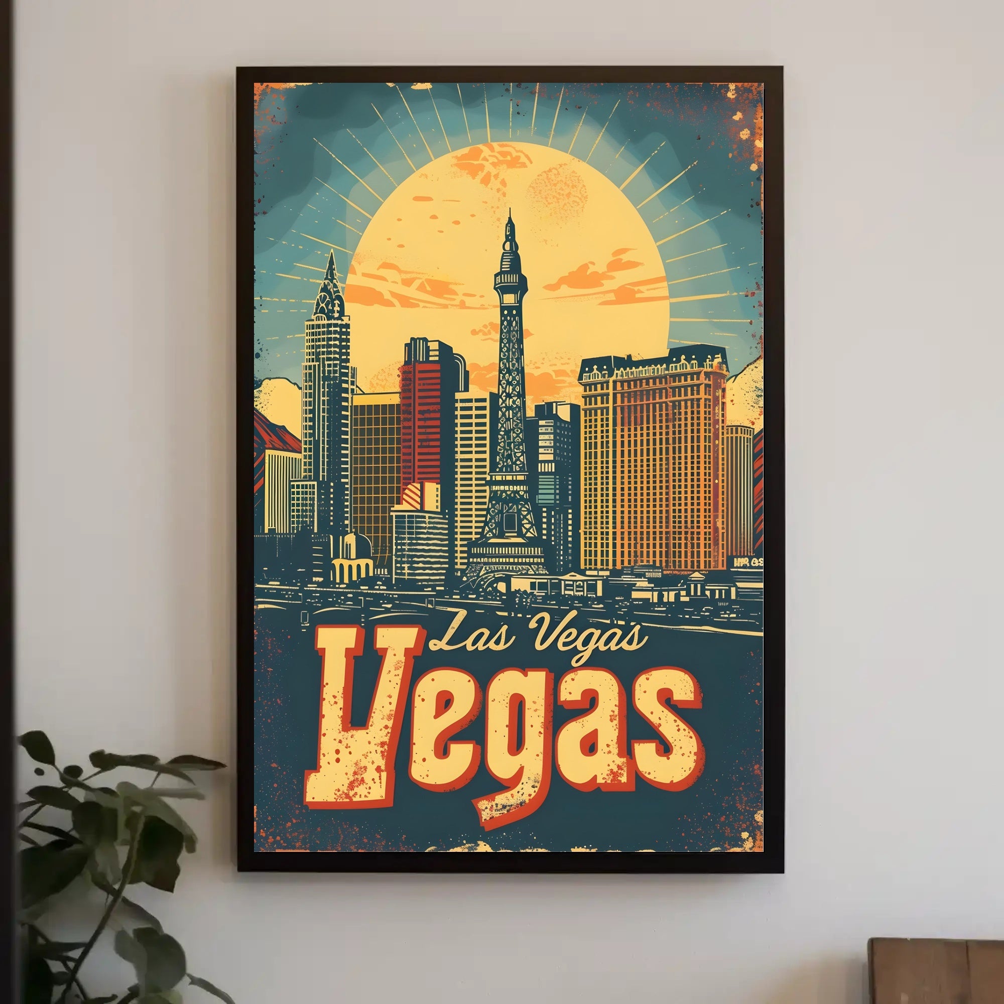 Las Vegas Skyline Poster: Vibrant Travel Art Décor Travel Poster