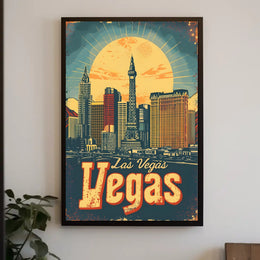Las Vegas Skyline Poster: Vibrant Travel Art Décor Travel Poster