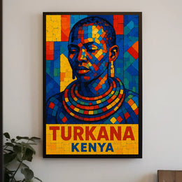 Turkana Kenya Vibrant Mosaic Art Poster