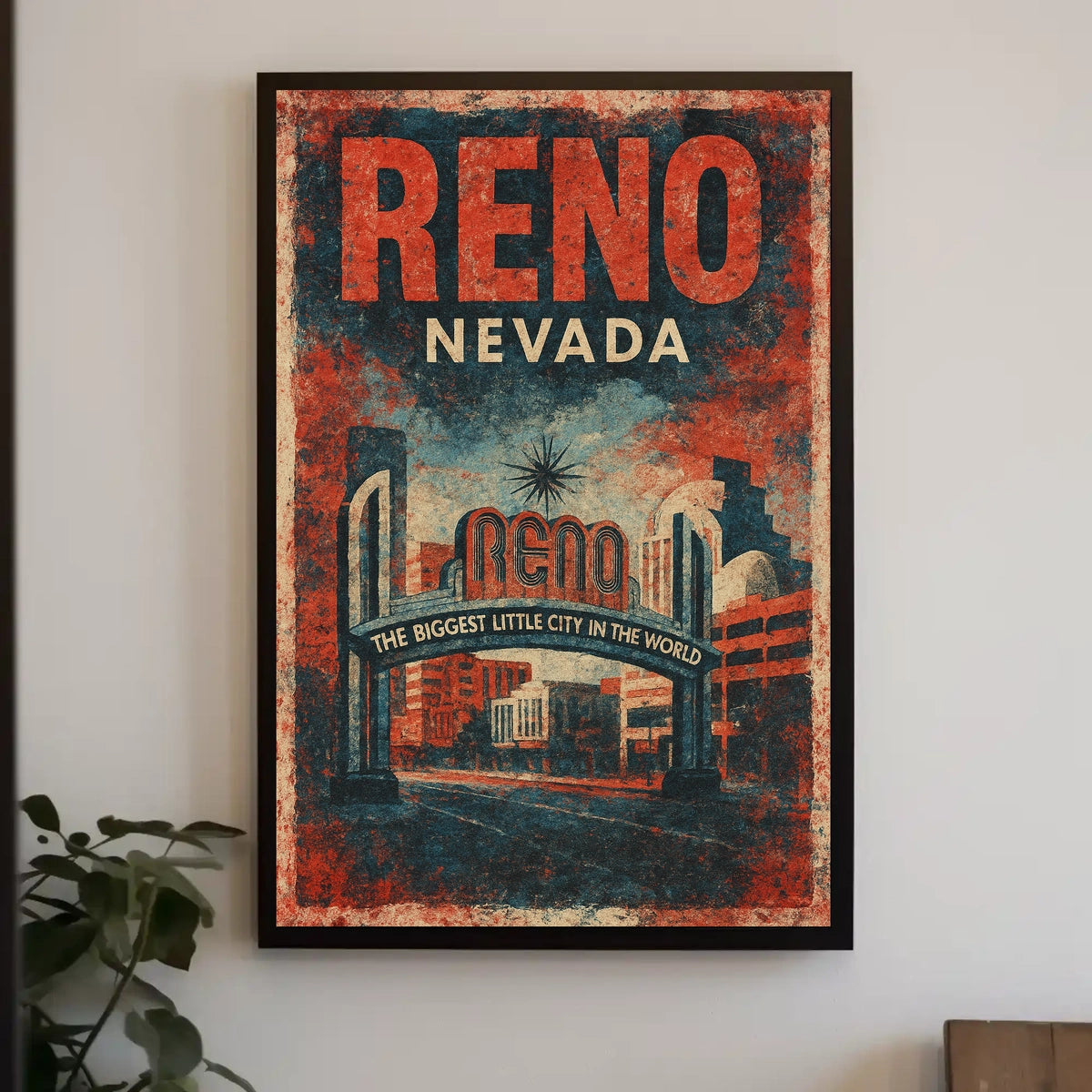Reno Nevada Nostalgic Travel Vintage Americana Poster