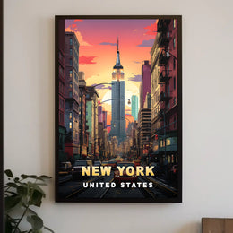 Empire State Building Sunset Poster Modern Wall Art