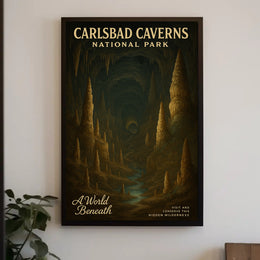 Carlsbad Caverns Vintage National Park Travel Poster