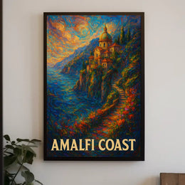 Amalfi Coast Poster Art Print 18x24 Coastal Decor Wall Art