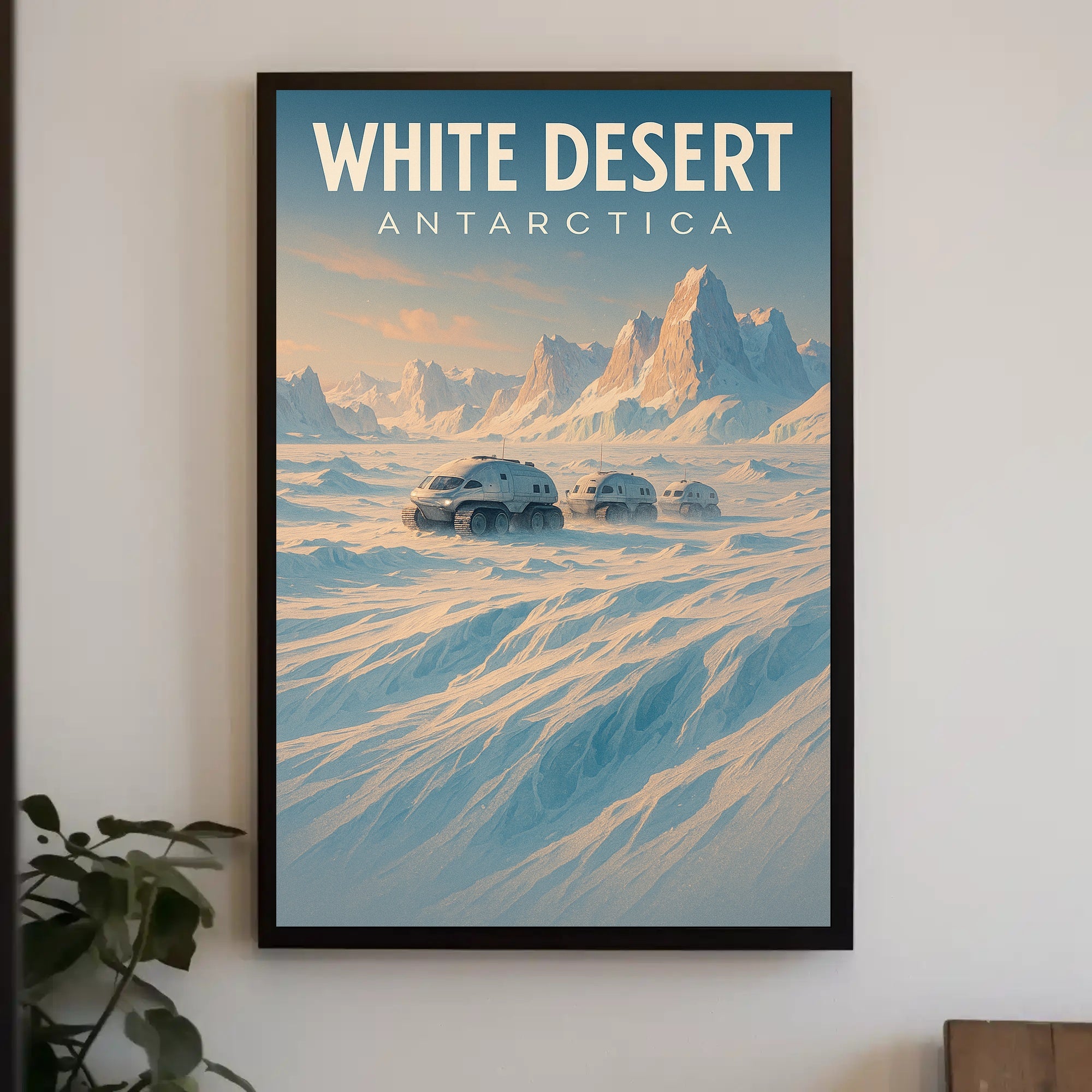 White Desert Futuristic Sci-Fi Travel Poster