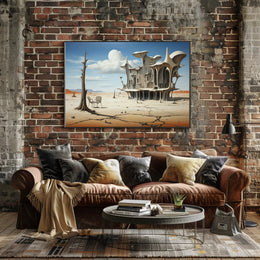 Surreal Desert Architecture: Futuristic Sci-Fi Poster