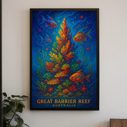 Great Barrier Reef Vintage Art Poster Print