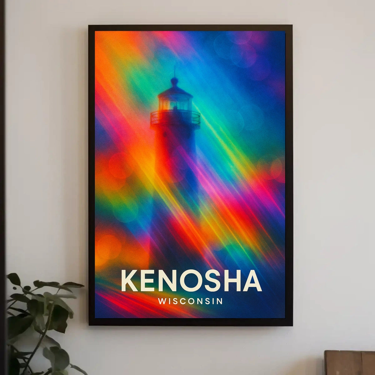 Lighthouse Dreamscape: Vibrant Kenosha Abstract Art Poster
