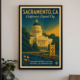 Sacramento California Vintage Capitol Poster Art Print