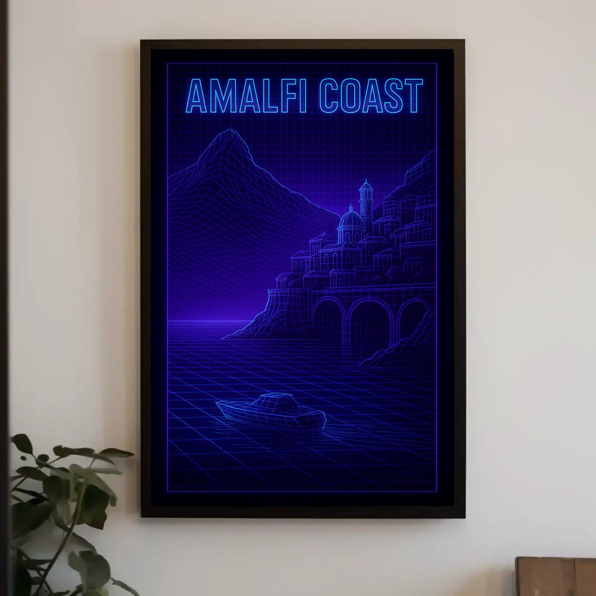 Amalfi Coast Futuristic Design Poster Wall Art For Decor