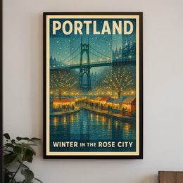 Portland Winter In The Rose City Poster