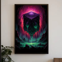 Mystical Cube In A Surreal Landscape Poster