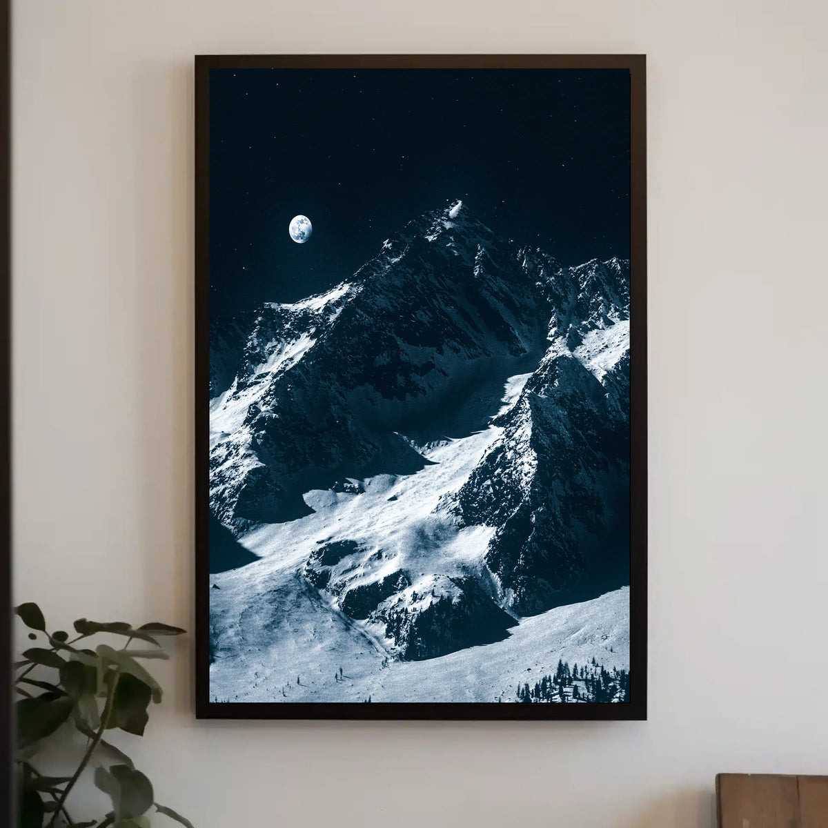 Majestic Moonlit Mountain Range Nighttime Poster