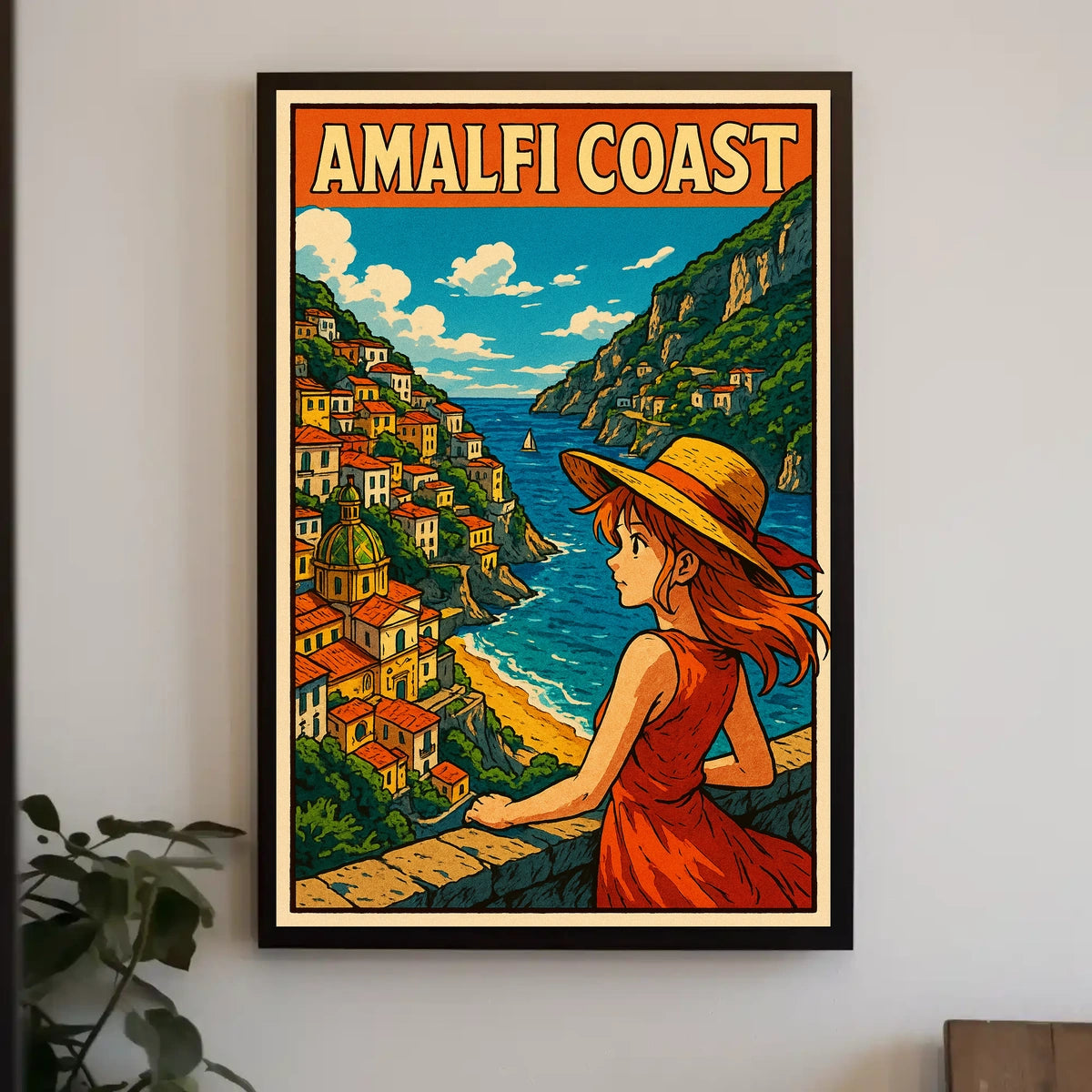 Amalfi Coast Illustration Poster Museum Quality Print