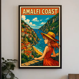 Amalfi Coast Illustration Poster Museum Quality Print