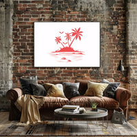 Tropical Island Minimalist Poster: Serene Beach Art Decor