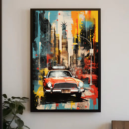 Stylized New York Cityscape Mid-20th Century Travel Poster