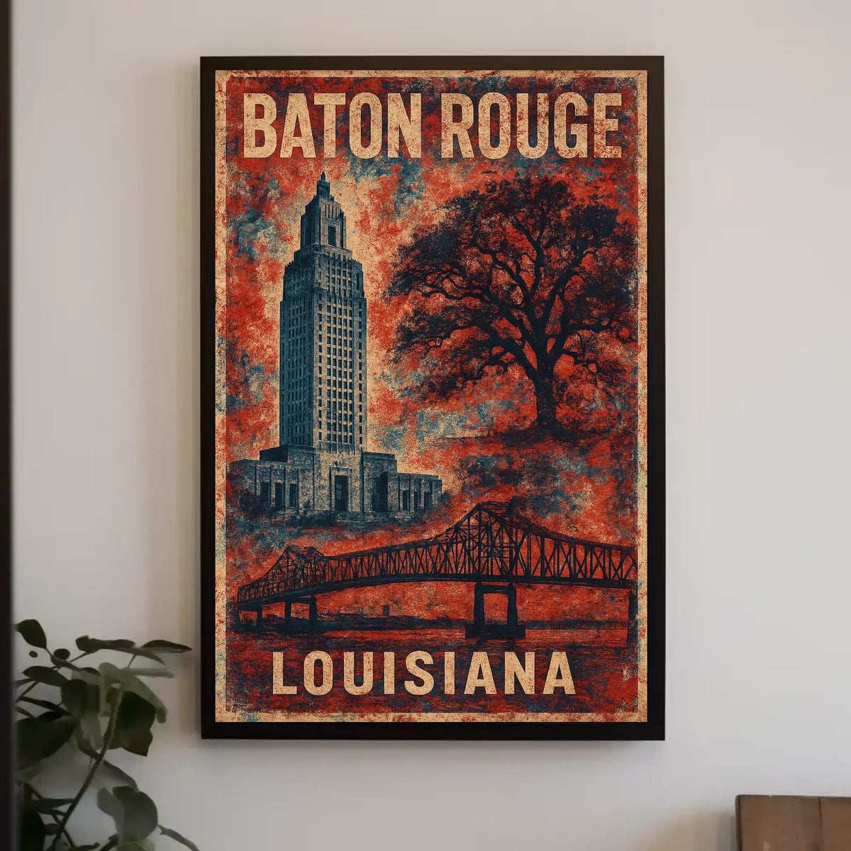 Baton Rouge Scenic Vintage Louisiana Poster