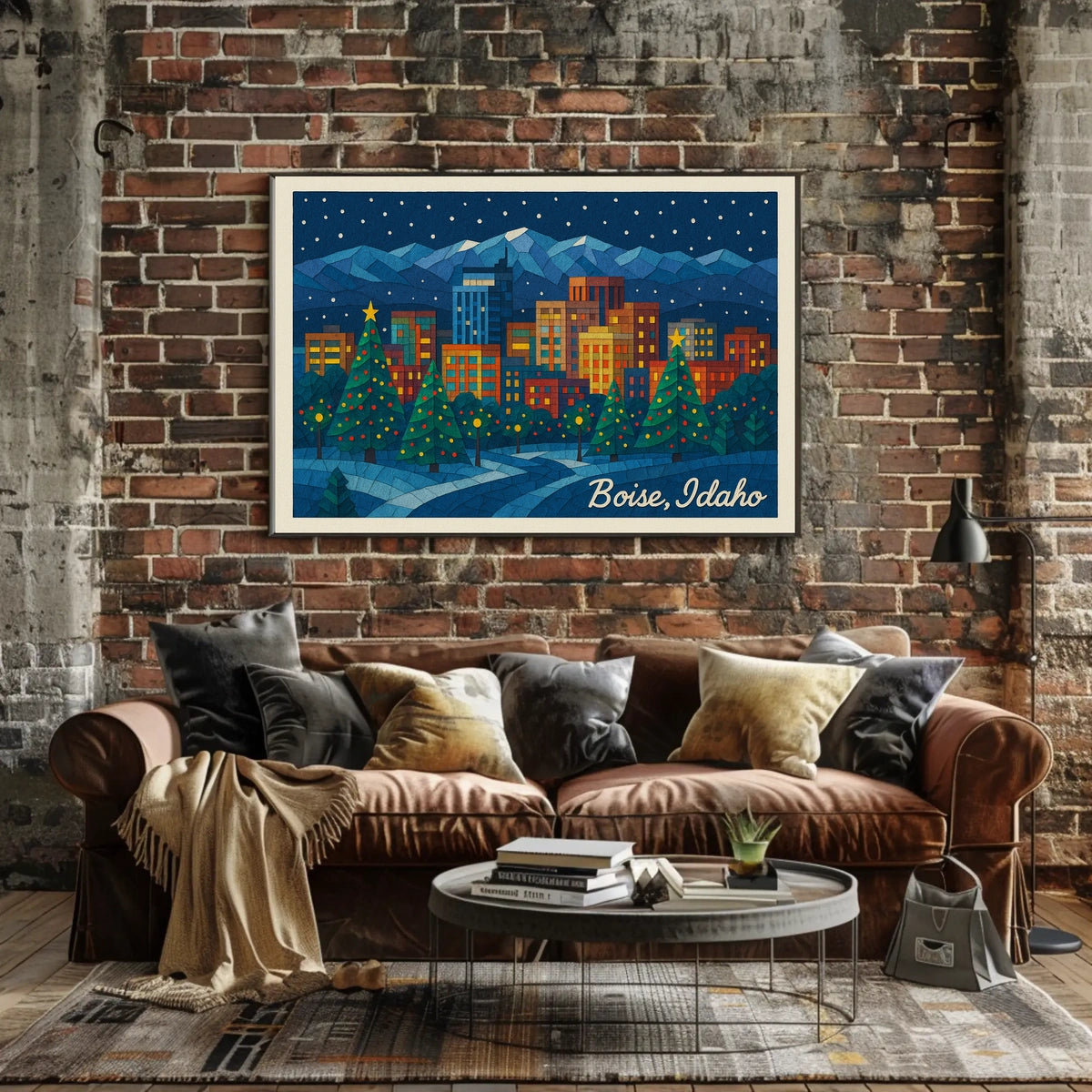 Boise, Idaho Holiday Nightscape Poster