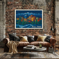 Boise, Idaho Holiday Nightscape Poster