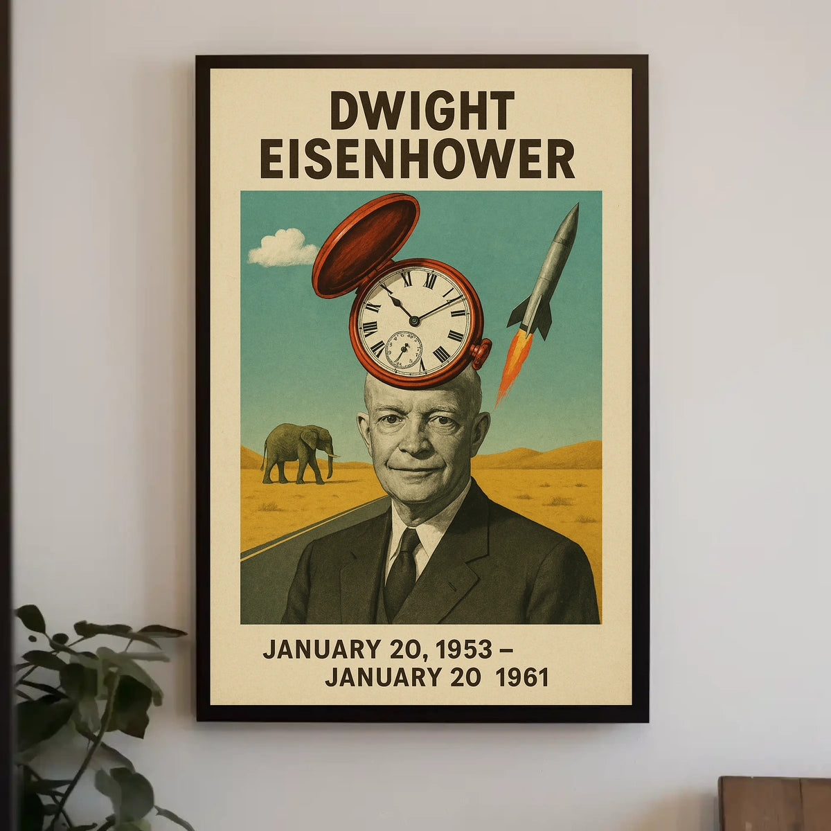 Dwight Eisenhower Presidential Era Vintage 1950s America Retro 80s Typography Historical Art Poster