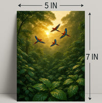 Lush Rainforest Paradise with Scarlet Macaws Animal Poster