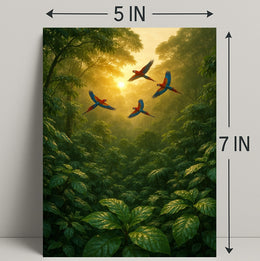 Lush Rainforest Paradise with Scarlet Macaws Animal Poster