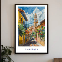 Nicaragua Street Scene Modern Artwork Cultural or Heritage Poster PosterGoat