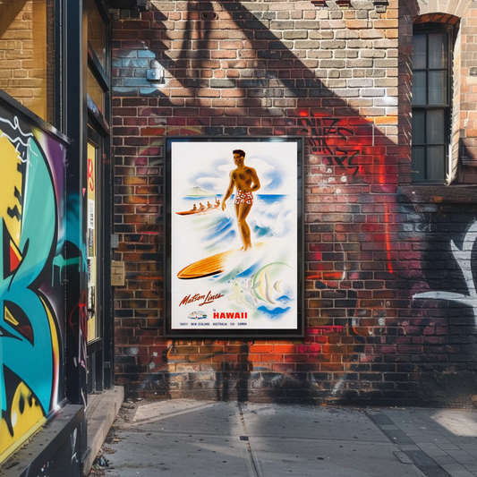 Hawaii Surfer Matson Lines Tropical Travel Poster